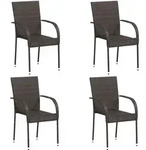 Vidaxl - Stapelbare Gartenst&uuml;hle 4 Stk. Poly Rattan Braun