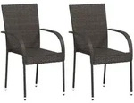 Vidaxl - Stapelbare Gartenst&uuml;hle 2 Stk. Poly Rattan Braun