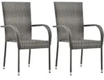 Vidaxl - Gartenst&uuml;hle Stapelbar 2 Stk. Grau Poly Rattan