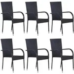 Vidaxl - Stapelbare Gartenst&uuml;hle 6 Stk. Poly Rattan Schwarz
