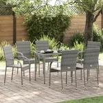 Vidaxl - Gartenst&uuml;hle Stapelbar 6 Stk. Grau Poly Rattan