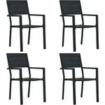 Gartenst&uuml;hle 4 Stk. Schwarz Hdpe Holz-optik - Vidaxl
