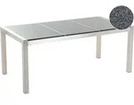 Beliani - Gartentisch Grau Sicherheitsglas Edelstahl 180 X 90 Cm Poliert Modern