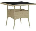 Garten-esstisch Beige Poly Rattan Und Glas - Vidaxl