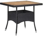 Garten-esstisch Schwarz Poly Rattan Und Massivholz Akazie - Vidaxl