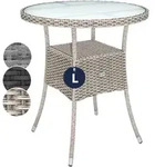 Gartentisch Polyrattan Wetterfest Rund Glas Tischplatte 80kg Belastbar Outdoor