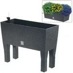 Berlan - Polyrattan-blumenbank Mit Bew&auml;sserung 80cm Pflanzkasten Blumenkasten