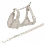 Junior Puppy Soft Harness With Leash, S-m: 26-34 Cm/10 Mm, 2.00 M, Light Grey