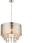 Kristall H&auml;nge Leuchte Textil Pendel Schlaf Zimmer Beleuchtung Decken Lampe Silber