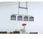 Pendelleuchte Garda 4-flammig Grau H&ouml;henverstellbar Mit Stoffschirmen, B: 77cm