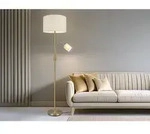 Stehleuchte Hotel Messing Mit Leselampe, Stoffschirm Creme, H&ouml;he 170cm