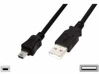 USB-Kabel usb 2.0 usb-a Stecker, USB-Mini-B Stecker 3.00 m Schwarz Rund, doppelt