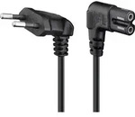 Goobay - Euro-netzkabel Mit Doppelnutkupplung, Schwarz, 3m, 90&deg;