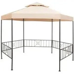 Gartenpavillon Partyzelt Hexagonal Beige 323x265 Cm Vidaxl