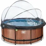 Exit Wood Pool &Oslash;360x122cm Mit Sandfilterpumpe Und Abdeckung Und W&auml;rmepumpe - Braun