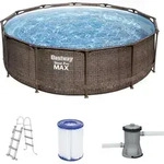 Bestway 56709 Steel Pro Max Pool Frame Pool Set Rattanoptik Framepool 366x100 Cm