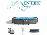 Intex - Frame Pool Set Greywood rund 549 x 122 cm inklusive Zubehör