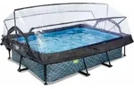 Exit Stone Pool 220x150x65cm Mit Filterpumpe Und Abdeckung - Grau