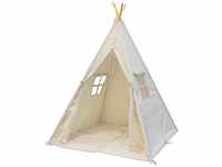 Alba Tipizelt für Kinder in Creme Farbe Indianer / Tipi / Wigwam Zelt mit Boden für