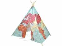 Tipizelt für Kinder mit Weltkarte in Farbe Indienner / Tipi / Wigwam Zelt für