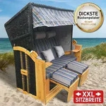 Strandkorb Usedom 3-sitzer Xxl F&uuml;r 2-3 Personen 165cm Breit Inkl. Wetterfeste