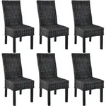 Vidaxl - Esszimmerst&uuml;hle 6 Stk. Schwarz Kubu Rattan Und Mangoholz
