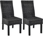Esszimmerst&uuml;hle 2 Stk. Schwarz Kubu-rattan Und Mahagoniholz Vidaxl