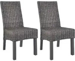 Vidaxl - Esszimmerst&uuml;hle 2 Stk. Braun Kubu-rattan Und Mahagoniholz