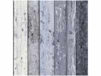 Bricoflor - Holz Tapete grau blau Maritime Vliestapete in Holzoptik für Küche...