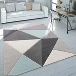 Paco Home - Designer Teppich Moderner Konturenschnitt Trendige Dreiecke Pastell Grau