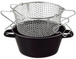 Riess Pommes-frites Pfanne Mit Einsatz &Oslash;24cm Zwei Griffe Schwarz Emaille...