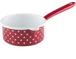 Riess Country P&uuml;nktchen Rot Stielkasserolle &Oslash;14cm, 0.75 Liter Mit Ausguss Emaille
