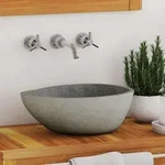 Vidaxl - Waschbecken Flussstein Oval (37-46)x(29-36) Cm Anthrazit