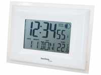 Funkuhr mit Alarm & Snooze, Thermometer, Smart Glow, silber-weiß