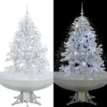 Vidaxl Snowing Christmas Tree With Umbrella Base White 140 Cm