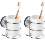 Vacuum-loc&reg; Wand Zahnputzbecher Milazzo 2er Set, Befestigung Ohne Bohren, Silber