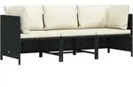 Vidaxl - 3-sitzer-gartensofa Mit Auflagen Schwarz Poly Rattan