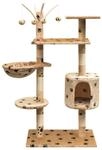 Katzen-kratzbaum 125 Cm Beige Mit Pfoten-aufdruck Vidaxl