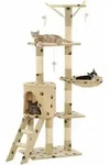 Katzenkratzbaum Mit Sisal 138 Cm Beige Pfoten-aufdruck Vidaxl