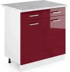 Vicco - K&uuml;chenunterschrank R-line, Bordeaux Hochglanz, 80 Cm , Ap Marmor
