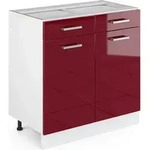 Vicco - K&uuml;chenunterschrank R-line, Bordeaux Hochglanz, 80 Cm Ohne Arbeitsplatte