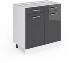 Vicco - K&uuml;chenunterschrank R-line, Anthrazit Hochglanz, 80 Cm Ohne...