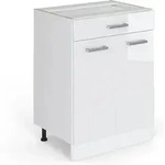 K&uuml;chenunterschrank R-line, Wei&szlig; Hochglanz, 60 Cm Mit Schublade, Ohne Arbeitsplatte