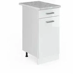 K&uuml;chenunterschrank R-line, Wei&szlig; Hochglanz, 40 Cm , Ap Marmor Vicco