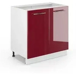 K&uuml;chenschr&auml;nke Fame-line, Bordeaux Hochglanz, 80 Cm Mit Regal, Ohne Arbeitsplatte,