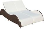 Doppel-sonnenliege Mit Auflage Poly Rattan Braun Vidaxl