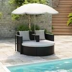 Gartenbett Mit Sonnenschirm Braun Poly Rattan Vidaxl