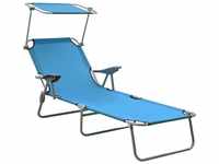 Sonnenliege,Liegestuhl mit Sonnenschutz Stahl Blau vidaXL