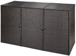M&uuml;lltonnenabdeckung 3er Braun 227x77x112cm Stahl/kunststoff