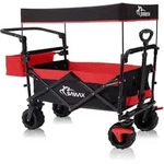 Samax - Faltbarer Bollerwagen Offroad Mit Dach - Schwarz / Rot